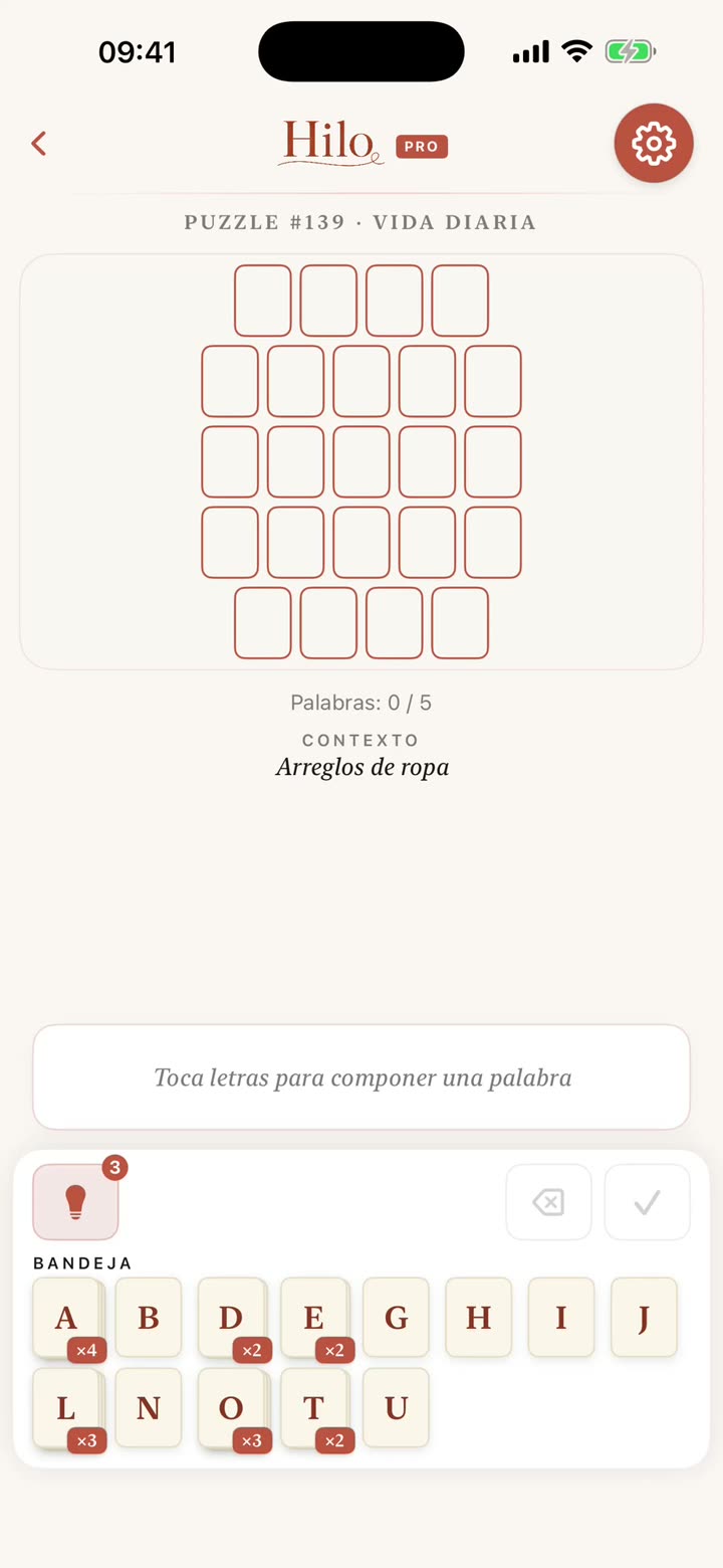 Forma cinco palabras — Hilo